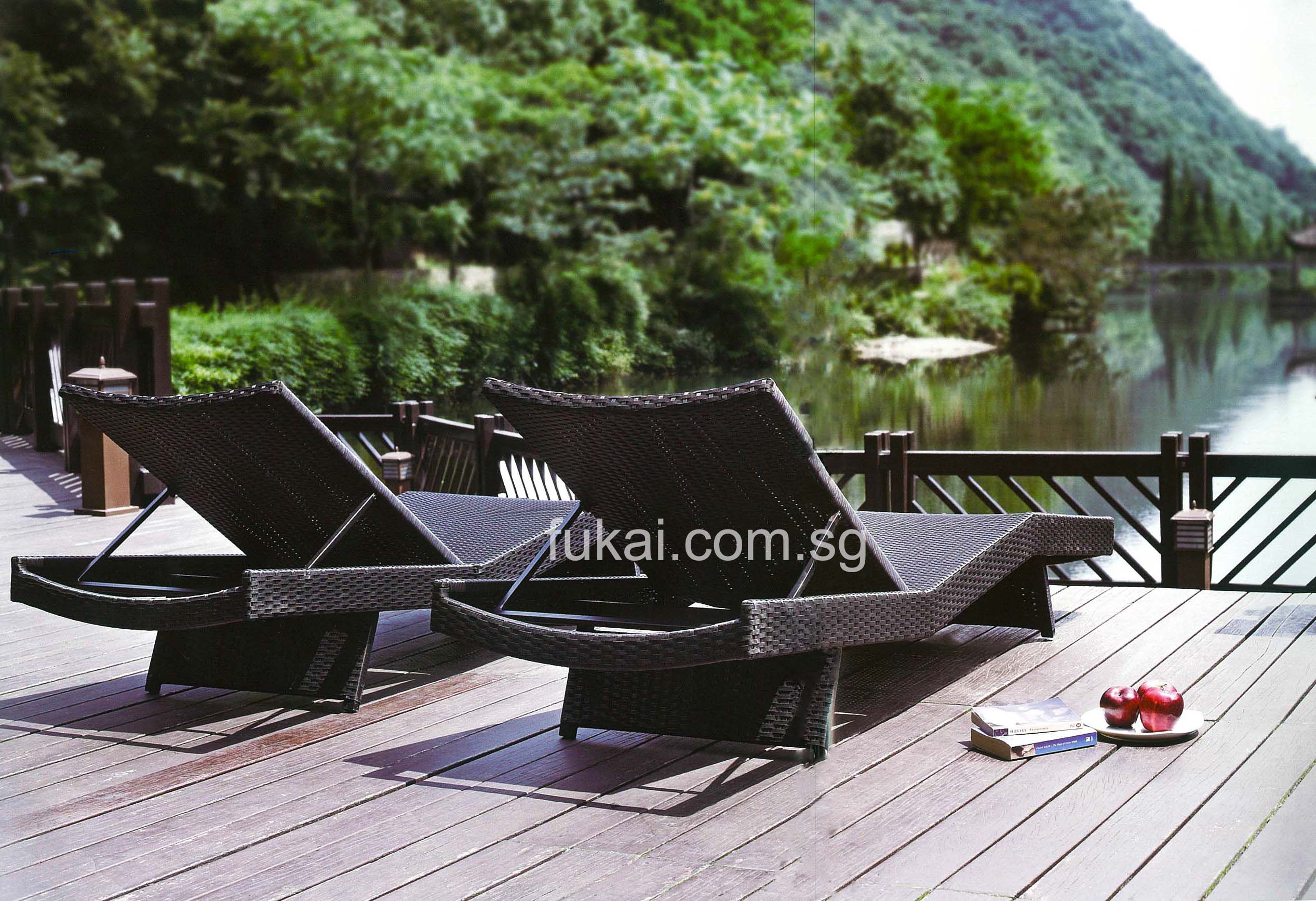 Composite timber decking with lounger