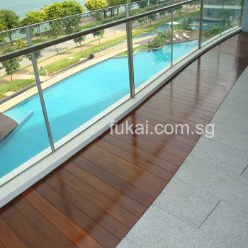 composite timber decking with flooring tiles