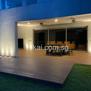 outdoor composite deck with light embedded